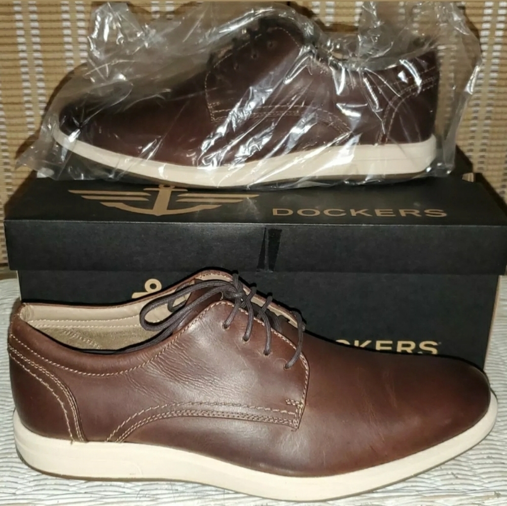 Dockers Mens Parkview Brown Leather Dress Shoes 11